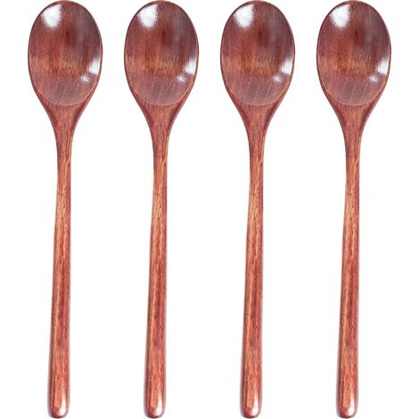 Cuillère en bois de cuisine, cuillères en bois d'acacia avec manche long, Ustensile de cuisine en bois résistant à la chaleur pour la cuisson, le mélange, et le service (1/5)
