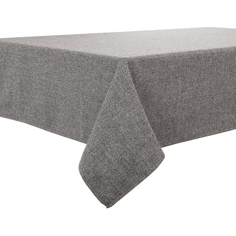Nappe Gris 140x240 cm hydrofuge aspect lin infroissable rectangulaire