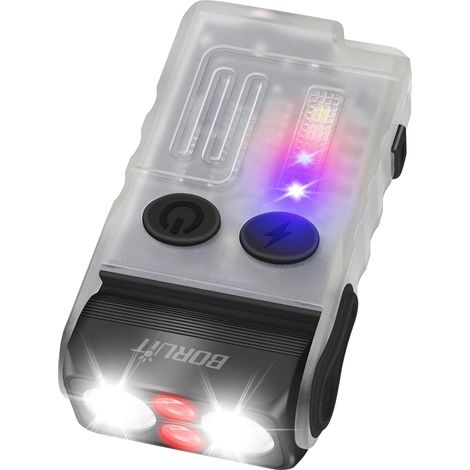 Lampe Torche LED Ultra Puissante 1000LM avec Lumière Chaude Rouge et Bleue, 180° Rotation 110 dB Buzzer, Mini Rechargeable Lampe de Poche, 13 Modes IP67 Étanche USB Petite Flashlight (1/5)