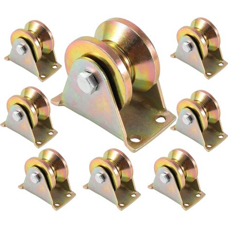 Set di 8 pulegge, SINBINTA, capacità di carico fino a 1680 kg, facili da installare, resistenti all'usura e alla corrosione, antiruggine, durevoli, per cancelli scorrevoli, carriole, acciaio, diametro (1/5)