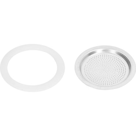Filtre à café réutilisable en aluminium avec joint d'étanchéité inclus, disque filtrant durable pour cafetière italienne 6 tasses, facile à nettoyer (1/4)