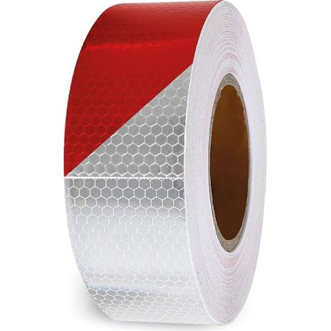 Ruban réfléchissant 5 cm x 5 m, avec motif en nid d'abeille pour une visibilité accrue, rouge/blanc (1/3)