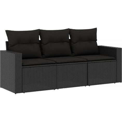 Maison Exclusive - 3-tlg. Garten-Sofagarnitur mit Kissen Schwarz