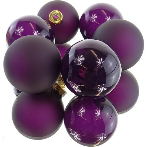 Christbaumkugeln Feige 3 x transparent & 3 x matt Ø 6 cm aus Glas - 6er Set