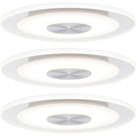 – Jeu de 3 spots LED encastrés 4.9 W – Aluminium brossé – Éclairage blanc chaud 3000 K – Angle de diffusion 110° – IP23 pour intérieur - S307291 (1/5)