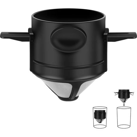Filtre à café réutilisable en acier inoxydable sans papier pour infusion manuelle et préparation du café (1/5)