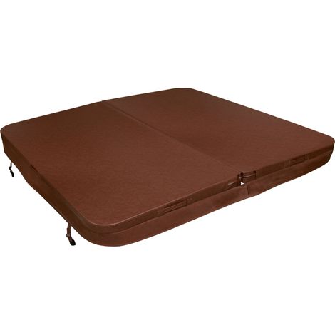 Housse de Spa 220 x 220 cm Marron Rigide Imperméable Cuir PVC Mousse 25 kg/m3 Canal C Galvanisé Résistante UV et Moisissures 4 Sangles à Clés 6 Poignées (1/5)