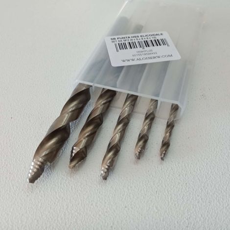 Stella bianca set 5 punte elicoidali hss cobalto 8% din 338 con imbocco a gradini (1/5)
