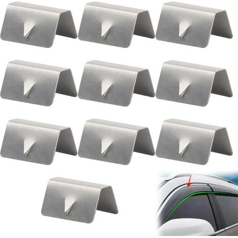 Clip deflettori antivento, morsetti per parabrezza in acciaio inox, clip deflettori per finestrini, clip di montaggio deflettori d'aria, morsetti per parabrezza auto (10 pezzi) (1/5)