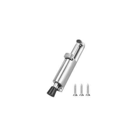 Fermaporta regolabile a pedale, fermaporta autoportante in acciaio inox, fermaporta a molla con viti, staffa fermaporta (argento) - Crezuo (1/4)