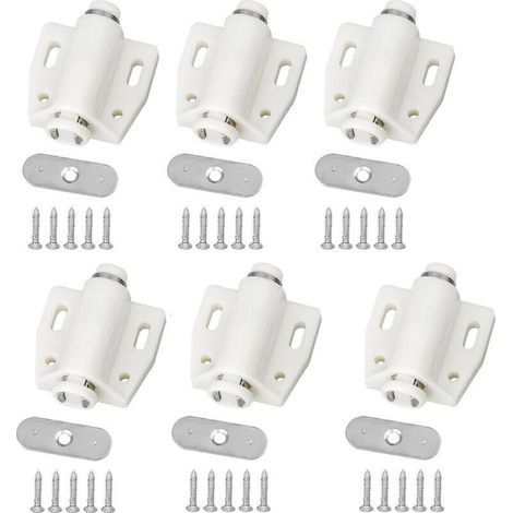 Pair Push to Open Aimant Poussoir,6 PCS Porte Placard Loquet Magnetique Loquet de Porte Magnétique pour Cuisine Salle de Bain Armoire Placard Fermetures Armoire