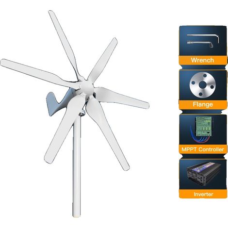 Éolienne, puissance 3000W, 5 pales, 24 volts 12 volts, contrôleur MPPT gratuit, 3000W, système autonome 1, 3000W, 24V (1/2)
