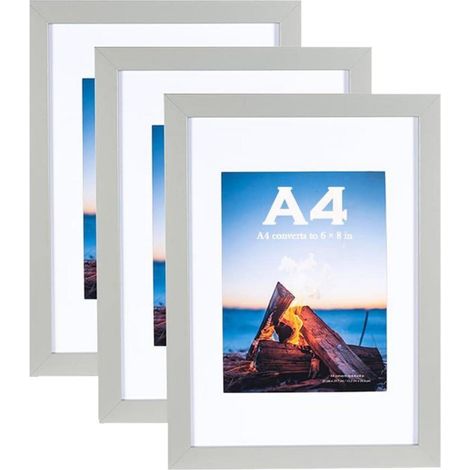 Scholar Tree Grau Bilderrahmen Set DIN A4 21x30cm Acrylglas MDF 3er Pack (1/5)