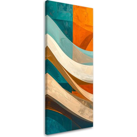Stampe su Tela, Astrattismo onde turchese e arancione, 30x90 (1/5)