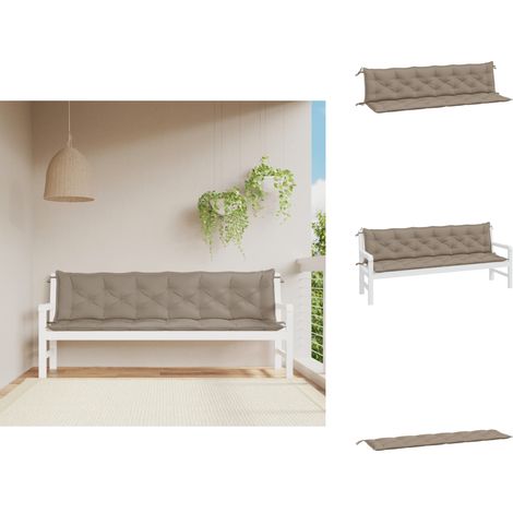 Coussins de banc jardin lot de 2 taupe 200x50x7 cm tissu Oxford - Coussins De Banc - Coussins D'extérieur - Coussins De Jardin - Taupes - Tissus Oxford (1/5)