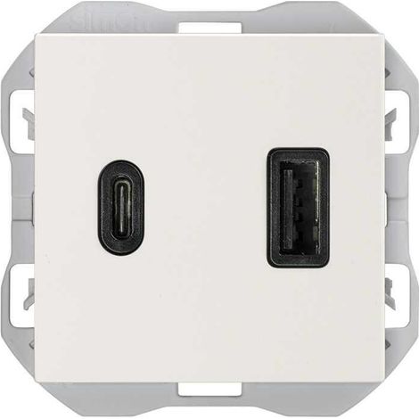SIMON 270  Cargador USB doble A + C 3,1A Quickcharge aluminio 20000296-093 (1/3)