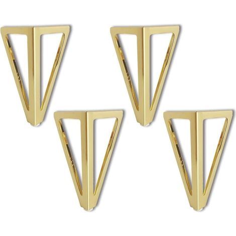 – Lot de 4 pieds de meuble 15 cm – Triangulaires en métal doré – Capacité de charge 200 kg – Antidérapants pour stabilité (1/5)