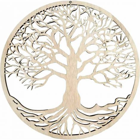 Tenture murale arbre de vie en bois massif – Décoration zen pour méditation – Énergie positive pour studio de yoga – 60x80cm (1/5)