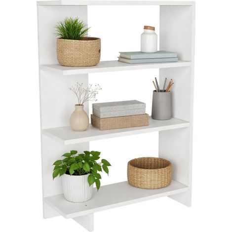 Libreria Pigna, Biblioteca 3 Ripiani, Installazione Libera, Struttura Verticale, 62x24x90h cm Bianco