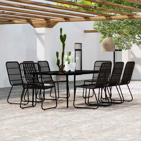 vidaXL 9 Piece Garden Dining Set Black (1/5)
