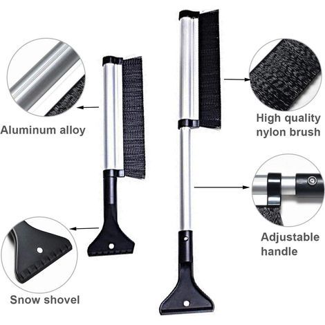 Brosse à neige, grattoir à neige télescopique, balai à neige, grattoir à glace 2 en 1 (1/5)