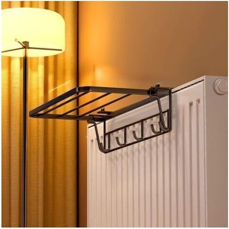 35cm Noir Étendoir à linge pour radiateur Porte serviettes en fer à suspendre Pour chauffage et salle de bain Sans perçage nécessaire (1/5)