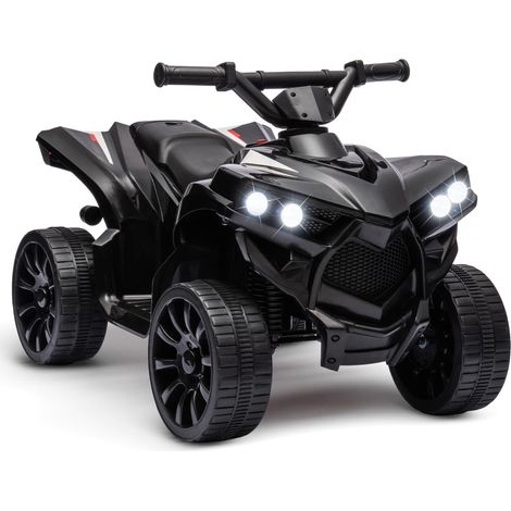 Quad Eléctrico Infantil, Coche Eléctrico para Niños con LED y Música, 1.5-3 km/h, Bocina, ATV para Niños 3+, Negro