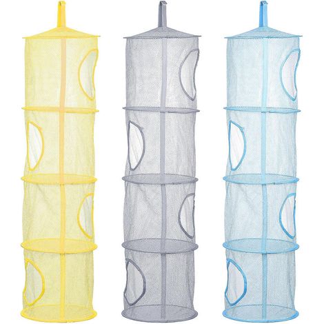 Lot de 3 filets de rangement suspendus pour jouets, vêtements et sous-vêtements, ainsi que pour peluches.-30.00X30.00X2.50CM (1/3)
