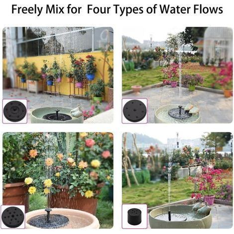 Fontaine de jardin, Fontaine Solaire avec Batterie, 1.5W Fontaine Extérieur de Jardin, Fontaine a Eau, Deco Jardin, Mini Pompe a Eau, Pompe Solaire avec Batterie, Pompe a Bassin Exterieur, Kit Fontain (1/5)