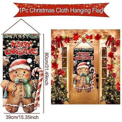 Décoration de Noël suspendue : guirlande, bannière, décoration de porte, ornements de Noël, cadeaux de Noël, style Nouvel An 17 (1/5)
