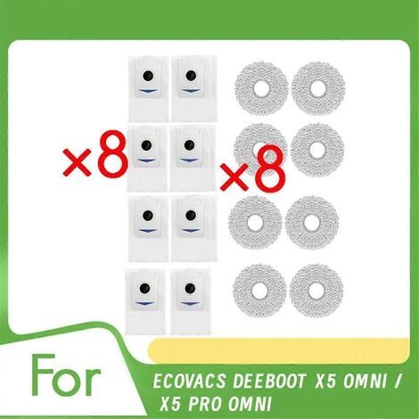 Lot de 16 filtres et chiffons pour robot aspirateur ECOVACS DEEBOOT X5 OMNI / X5 PRO OMNI (pièces de rechange). (1/5)
