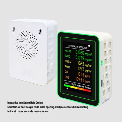 Détecteur Co2 - Détecteur Tvoc - Pour Surveillance Qualité De L'Air Intérieur - Affichage Lcd 2,8 Pouces - Batterie 1200 Mah - Portable - 1 Pièce (1/5)