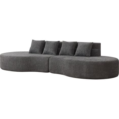 Divano modulare in memory foam 310 cm 2 pezzi grigio sfoderabile lavabile MODENUIT (1/5)
