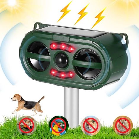 repellente ad ultrasuoni repellenti per animali solari per gatti con sensore PIR e flash, 5 modalità di messa a punto, IP54, impermeabile e repellente efficace per gatti, cani (1/5)