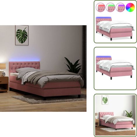 Boxspringbett mit Matratze Rosa 80x220 cm Samt - Boxspringbett - Boxspringbetten - Bett - Schlafzimmermöbel (1/5)