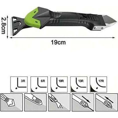 Kit d'outils de calfeutrage en silicone - - 5 en 1 - Tête en acier inoxydable - Tampons remplaçables (1/3)