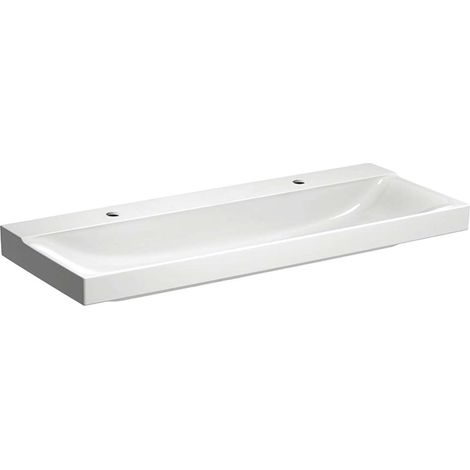 Geberit Xeno 2 lavabo con 2 agujeros de grifo, sin rebosadero, (1/4)