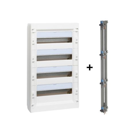 Legrand - Coffret de distribution 72 modules - 4 rangu00e9es de 18M + peigne vertical - XL3 125 - 401614+405005 (1/3)
