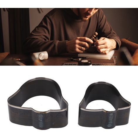 Ensemble de 2 moules à découper le cuir en forme de cloche, découpés à la main, de 50 mm et 43 mm de hauteur. (1/5)