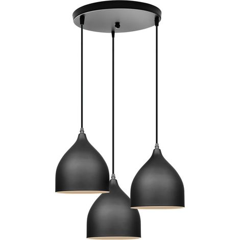 Suspension Luminaire Moderne Industriel E27 Plafonnier Lampe en Métal Lustre Ø17CM pour Chambre Cuisine - Noir (1/5)