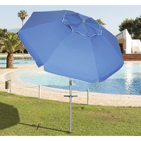 OMBRELLONE DA SPIAGGIA in alluminio con trivella incorporata al palo BLU' Ã 220 MM. PAPILLON