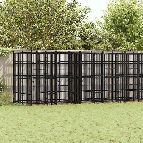 vidaXL Chenil d'extérieur pour chiens Acier 18,43 m² (1/5)