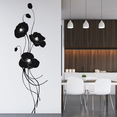 Sticker Mural - Coquelicots - 27x91 cm - Noir (1/3)