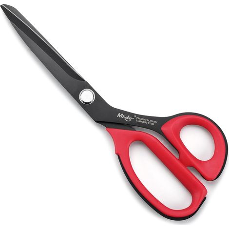 Ciseaux Ciseaux de Couture Lames Intégrées en Acier Inoxydable à Oxyde Noir Résistantes à la Rouille et Poignée Ergonomique en Caoutchouc Rouge Souple (1/5)