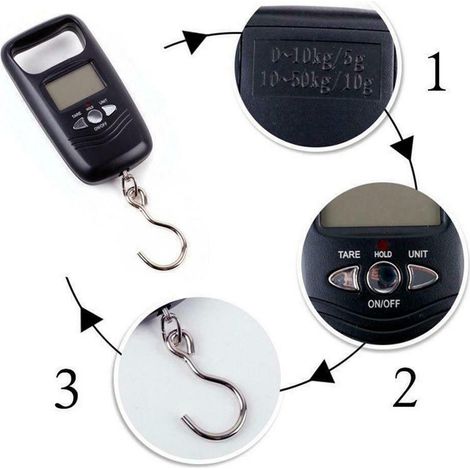 50 kg Tragbare digitale Angelwaage, elektronische Waage mit Taschenhaken, Gepäckwaage für Zuhause und Outdoor (1/5)