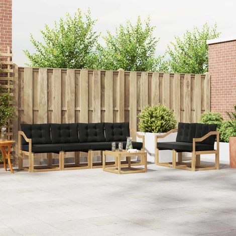 vidaXL Outdoor Sofa Set 7 pcs White and Black (1/5)