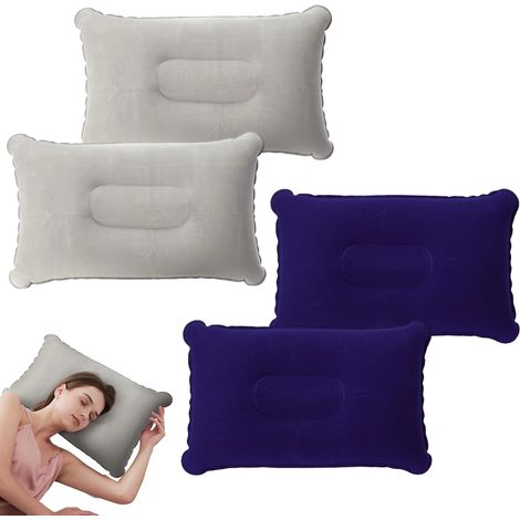 4 ultraleichte, wasserabweisende aufblasbare Kissen, ideal für Camping, Strand, Urlaub und Outdoor-Aktivitäten, 4 Stück