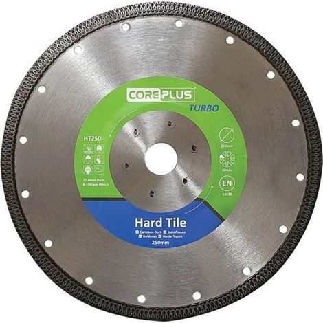CorePlus CORDBHT250 HT250 Hard Tile Turbo Diamond Blade 250mm CORDBHT250 (1/2)
