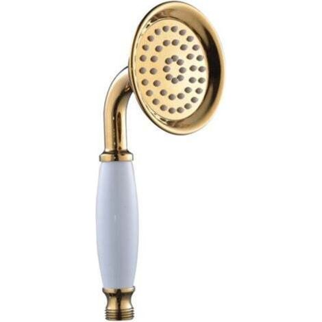 [JAMAIS UTILISÉ] Pommeau de douche laiton céramique or douchette ronde pommeau de douche petite douche sans flexible (1/4)