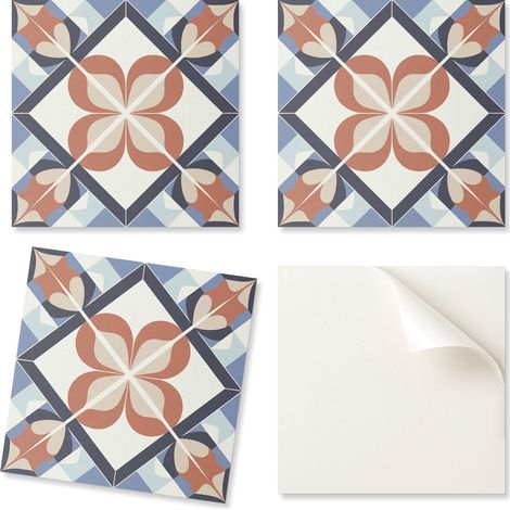 Baldosas de vinilo con motivo para renovar f谩cilmente tus paredes. Dise帽o floral sim茅trico de 9x30x30 cm.